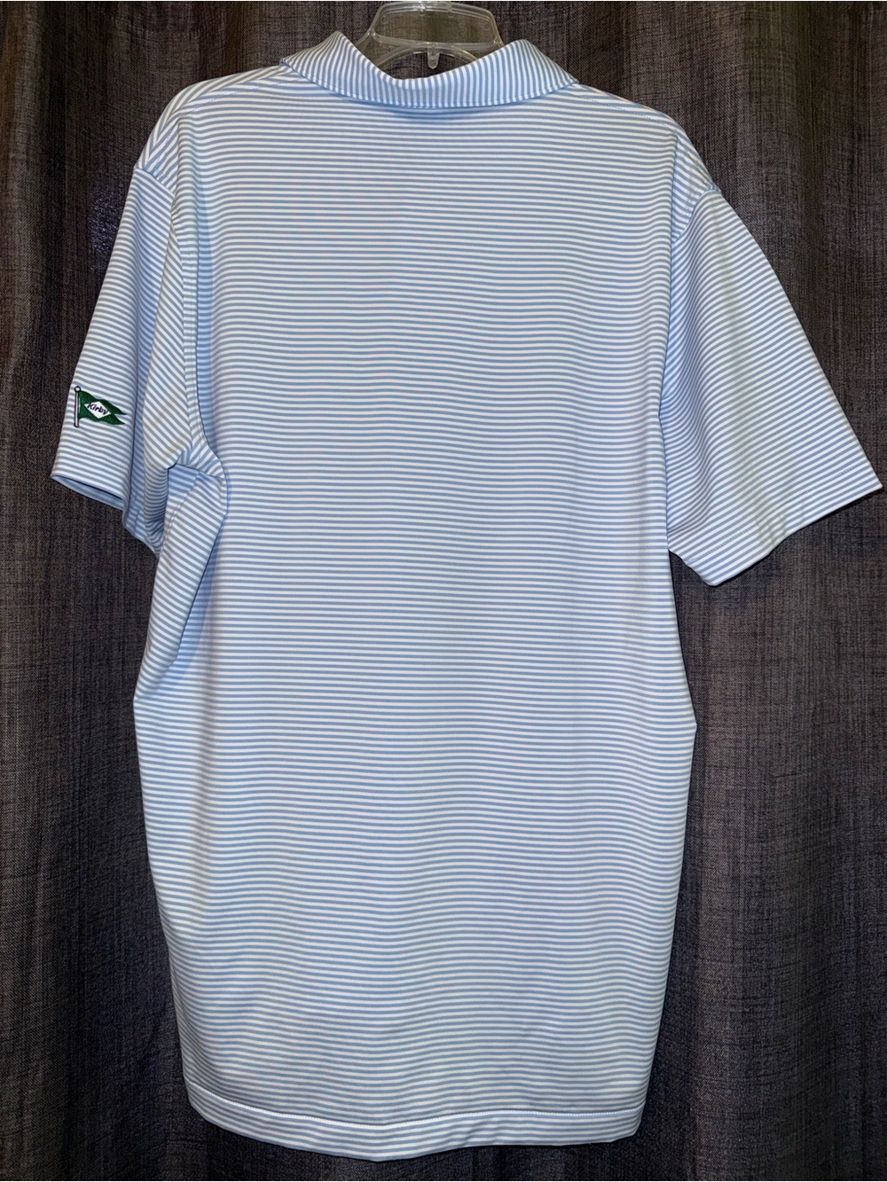 Peter Millar Golf Polo Shirt Men's LG Blue White Stripe Summer Comfort Logo - Picture 3 of 8